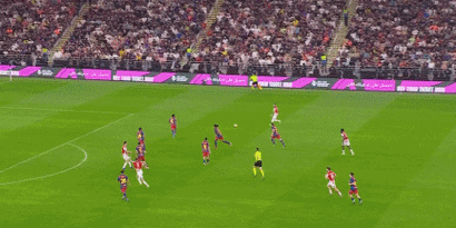 费尔明本场数据：传射建功+1关键传球2解围3抢断，评分7.7