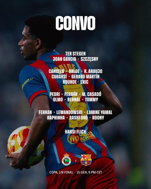 巴萨vs纽卡次回合海报：亚马尔、费尔明、坎塞洛、丹伯恩出镜