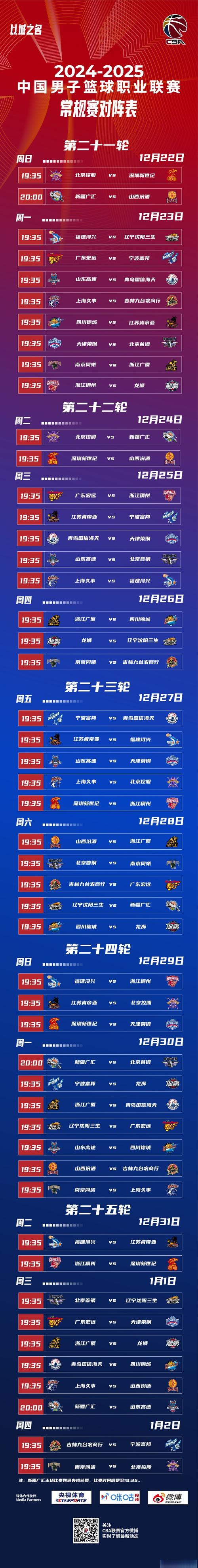 cba公布赛程？cba赛事进程？